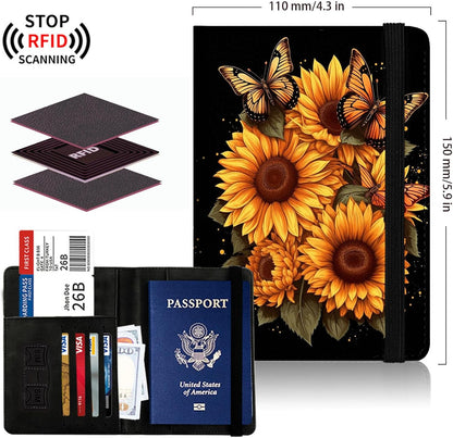 Passport Cover,Multi-Functional Travel Wallet,Stylish & Durable RFID Blocking Passport Holder, Travel Essentials for Men and Women,Weeds