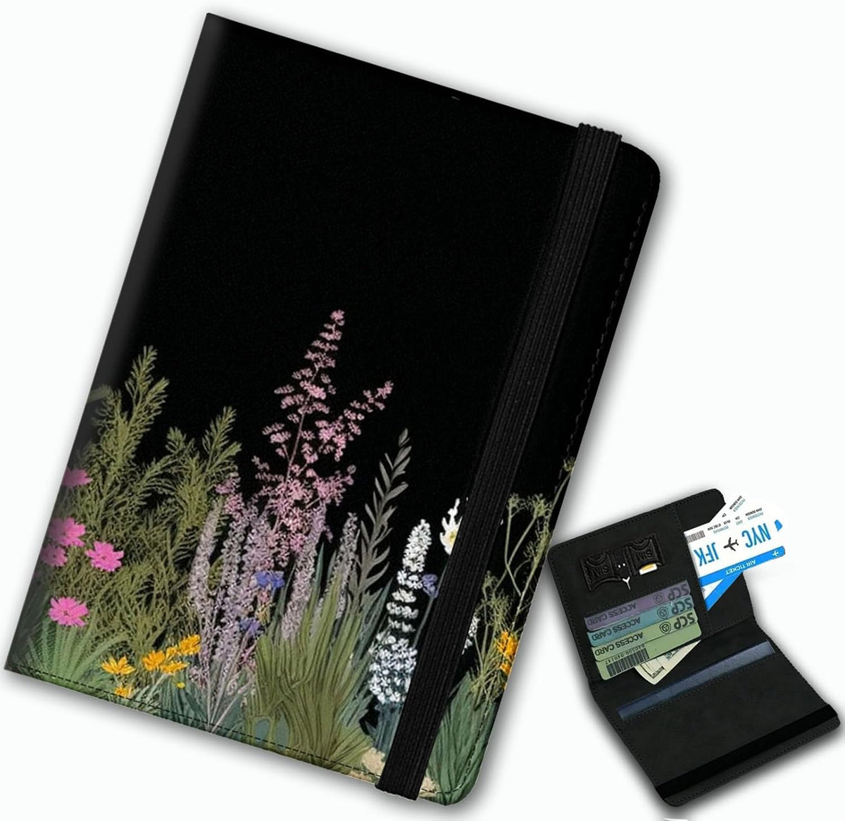 Passport Cover,Multi-Functional Travel Wallet,Stylish & Durable RFID Blocking Passport Holder, Travel Essentials for Men and Women,Weeds