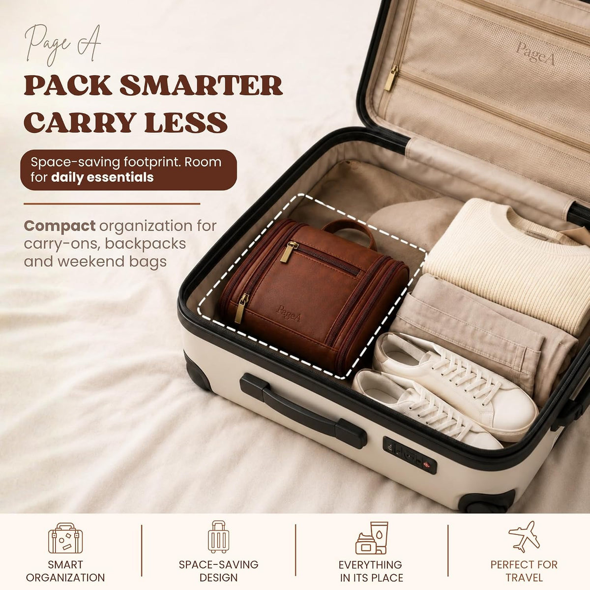 Compact Travel Toiletry Bag for Men, Small Portable Hanging Dopp Kit