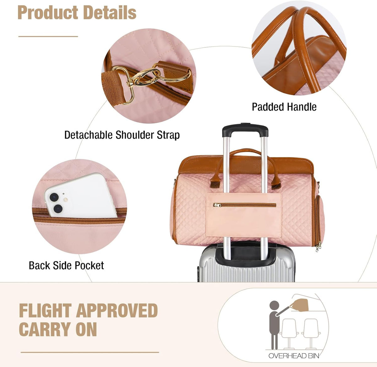 Convertible Garment Duffel Bags for Travel, Carry On Garment Bag with Shoe Compartment, 3 in 1 Foldable Suit Duffle Bag for Women, Jenni Bag for Hanging Clothes, Black (2Pcs Set)