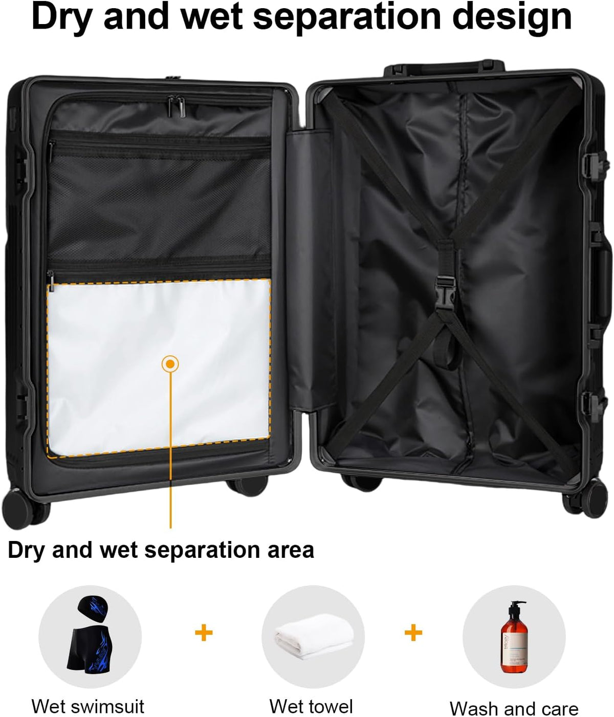 Carry on suitcase Zipperless Luggage,Polycarbonate Aluminum Hard Shell, Expandable Carry-On Suitcase with Spinner Wheels, 20 Inch Cabin