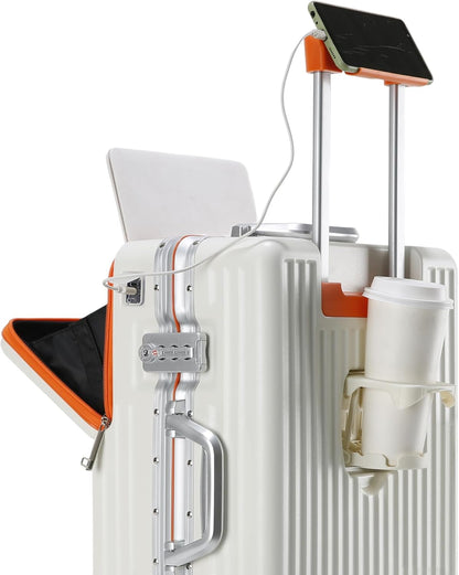 Carry on suitcase Zipperless Luggage,Polycarbonate Aluminum Hard Shell, Expandable Carry-On Suitcase with Spinner Wheels, 20 Inch Cabin