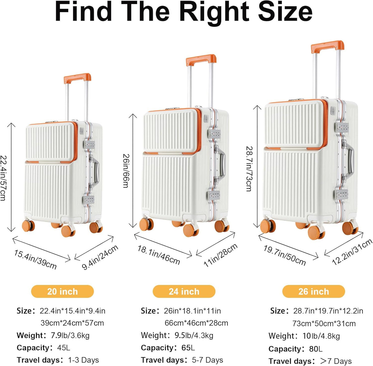 Carry on suitcase Zipperless Luggage,Polycarbonate Aluminum Hard Shell, Expandable Carry-On Suitcase with Spinner Wheels, 20 Inch Cabin