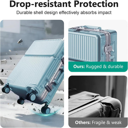 Carry on suitcase Zipperless Luggage,Polycarbonate Aluminum Hard Shell, Expandable Carry-On Suitcase with Spinner Wheels, 20 Inch Cabin