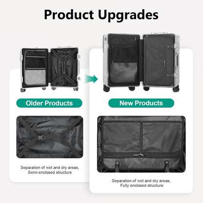Carry on suitcase Zipperless Luggage,Polycarbonate Aluminum Hard Shell, Expandable Carry-On Suitcase with Spinner Wheels, 20 Inch Cabin