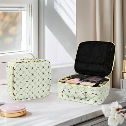 Travel Makeup Bag,Waterproof Cosmetic Organizer, Adjustable Dividers,Portability Cosmetic Train Case,Makeup organizer,Gift for Women,Girls Gift (Blue+Pink)