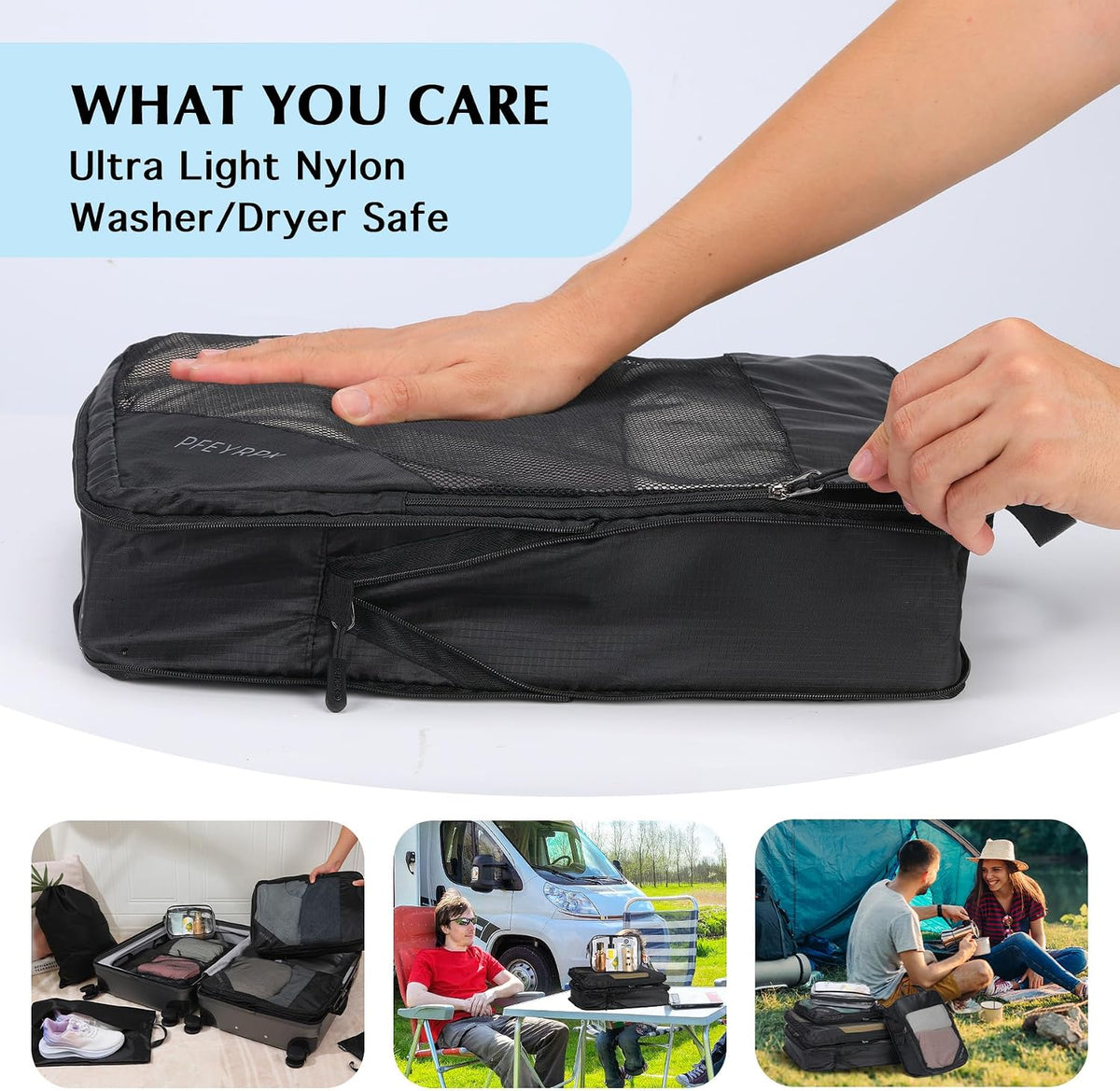 Lightweight Compression Packing Cubes for Suitcases, Compressible Expandable Travel Packing Organizer with Clear Toiletries and Backpack Bag, Travel Essentials for Carry on Luggage