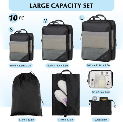 Lightweight Compression Packing Cubes for Suitcases, Compressible Expandable Travel Packing Organizer with Clear Toiletries and Backpack Bag, Travel Essentials for Carry on Luggage
