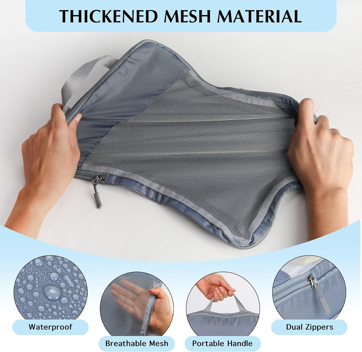 Lightweight Compression Packing Cubes for Suitcases, Compressible Expandable Travel Packing Organizer with Clear Toiletries and Backpack Bag, Travel Essentials for Carry on Luggage