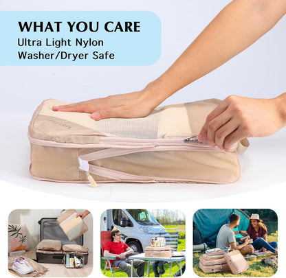 Lightweight Compression Packing Cubes for Suitcases, Compressible Expandable Travel Packing Organizer with Clear Toiletries and Backpack Bag, Travel Essentials for Carry on Luggage