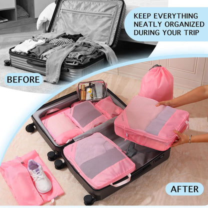 Lightweight Compression Packing Cubes for Suitcases, Compressible Expandable Travel Packing Organizer with Clear Toiletries and Backpack Bag, Travel Essentials for Carry on Luggage