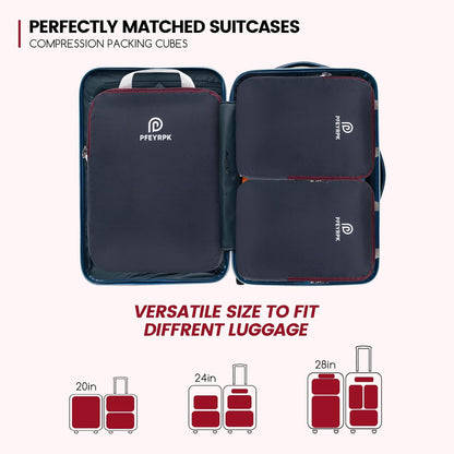 Lightweight Compression Packing Cubes for Suitcases, Compressible Expandable Travel Packing Organizer with Clear Toiletries and Backpack Bag, Travel Essentials for Carry on Luggage