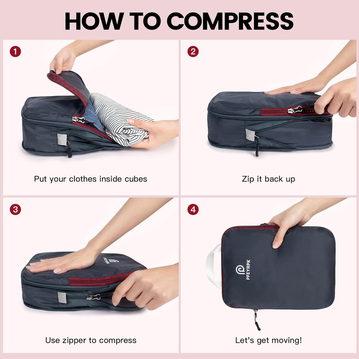 Lightweight Compression Packing Cubes for Suitcases, Compressible Expandable Travel Packing Organizer with Clear Toiletries and Backpack Bag, Travel Essentials for Carry on Luggage