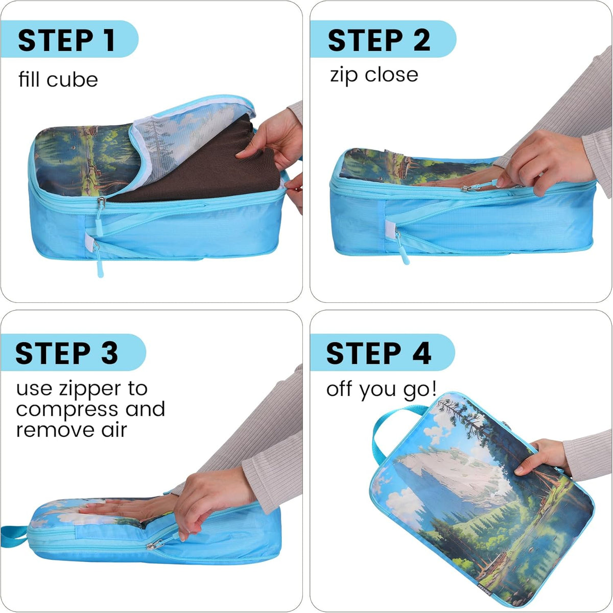 Lightweight Compression Packing Cubes for Suitcases, Compressible Expandable Travel Packing Organizer with Clear Toiletries and Backpack Bag, Travel Essentials for Carry on Luggage