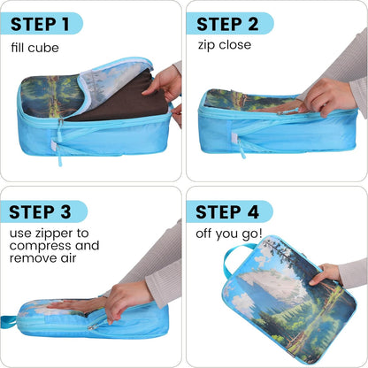 Lightweight Compression Packing Cubes for Suitcases, Compressible Expandable Travel Packing Organizer with Clear Toiletries and Backpack Bag, Travel Essentials for Carry on Luggage