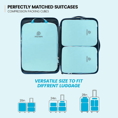 Lightweight Compression Packing Cubes for Suitcases, Compressible Expandable Travel Packing Organizer with Clear Toiletries and Backpack Bag, Travel Essentials for Carry on Luggage