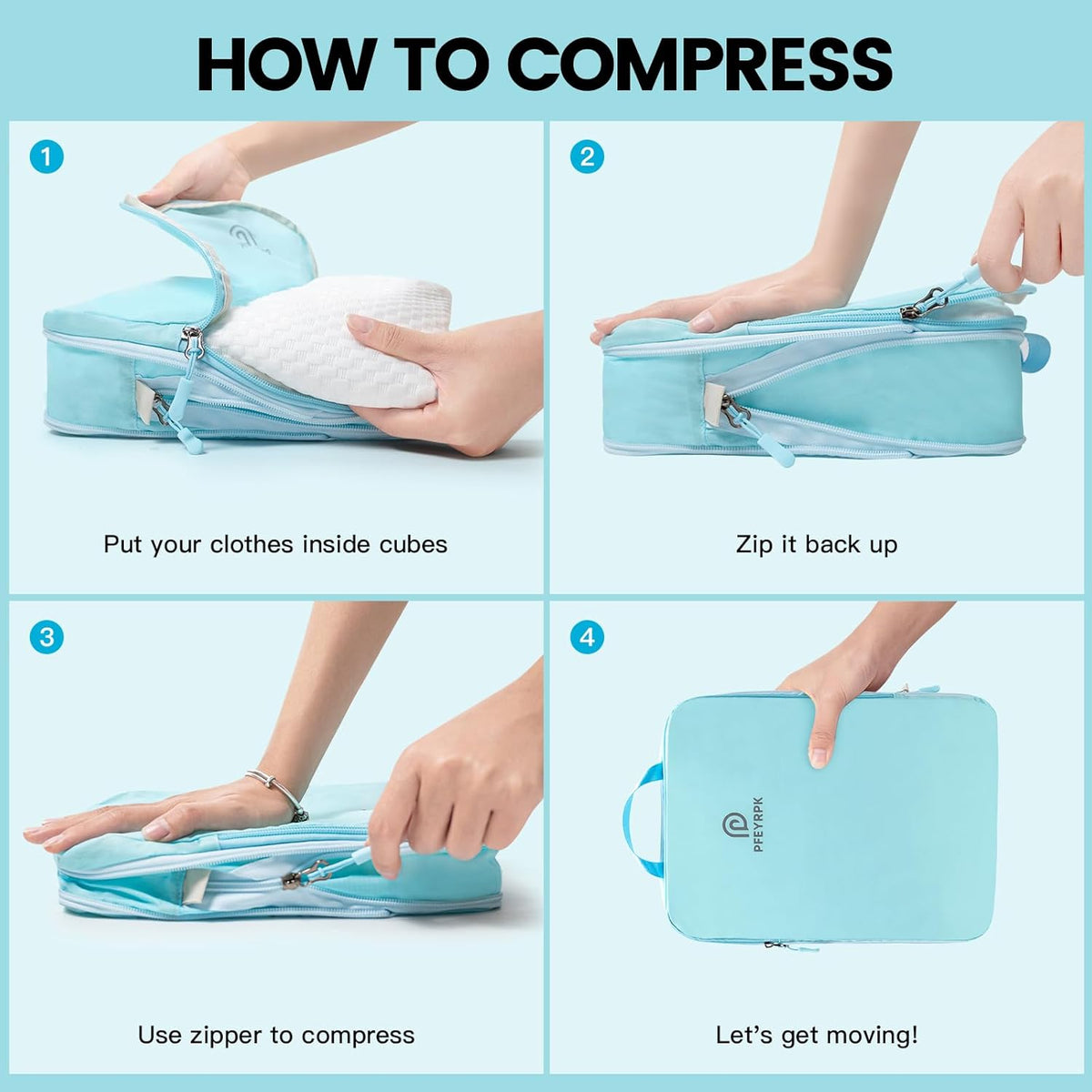 Lightweight Compression Packing Cubes for Suitcases, Compressible Expandable Travel Packing Organizer with Clear Toiletries and Backpack Bag, Travel Essentials for Carry on Luggage