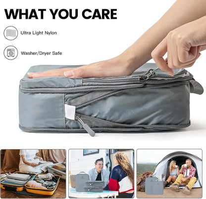 Lightweight Compression Packing Cubes for Suitcases, Compressible Expandable Travel Packing Organizer with Clear Toiletries and Backpack Bag, Travel Essentials for Carry on Luggage