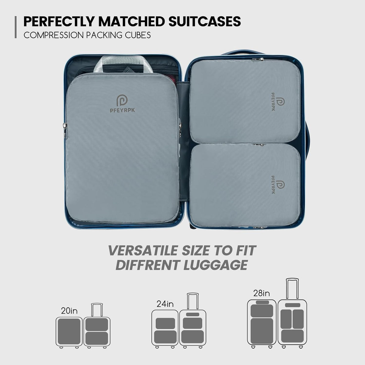 Lightweight Compression Packing Cubes for Suitcases, Compressible Expandable Travel Packing Organizer with Clear Toiletries and Backpack Bag, Travel Essentials for Carry on Luggage