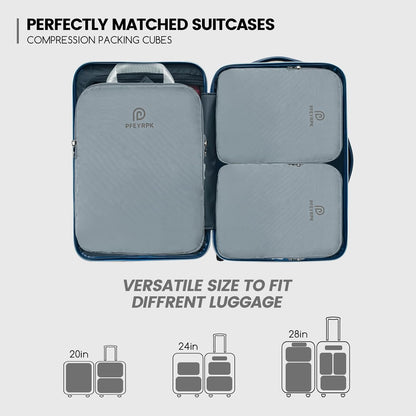Lightweight Compression Packing Cubes for Suitcases, Compressible Expandable Travel Packing Organizer with Clear Toiletries and Backpack Bag, Travel Essentials for Carry on Luggage