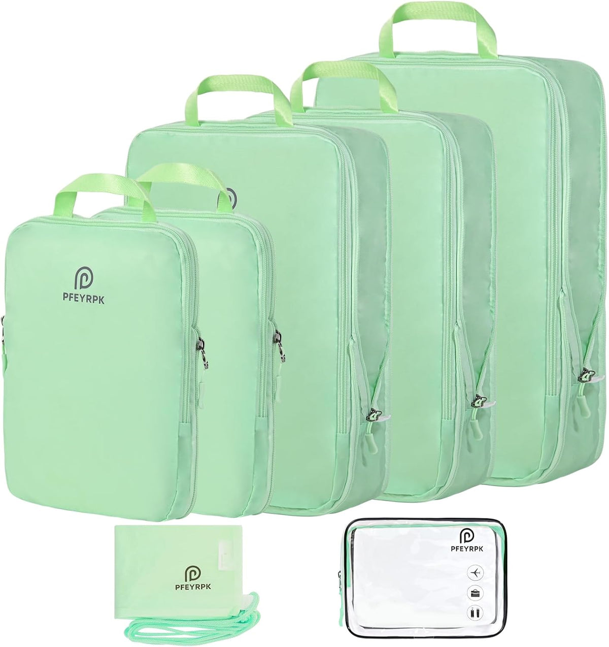 Lightweight Compression Packing Cubes for Suitcases, Compressible Expandable Travel Packing Organizer with Clear Toiletries and Backpack Bag, Travel Essentials for Carry on Luggage