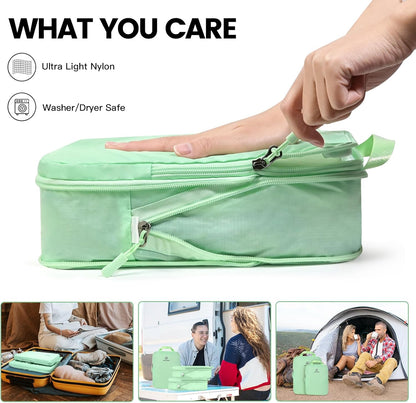 Lightweight Compression Packing Cubes for Suitcases, Compressible Expandable Travel Packing Organizer with Clear Toiletries and Backpack Bag, Travel Essentials for Carry on Luggage