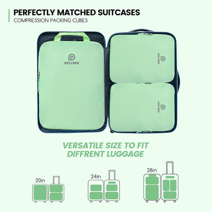 Lightweight Compression Packing Cubes for Suitcases, Compressible Expandable Travel Packing Organizer with Clear Toiletries and Backpack Bag, Travel Essentials for Carry on Luggage