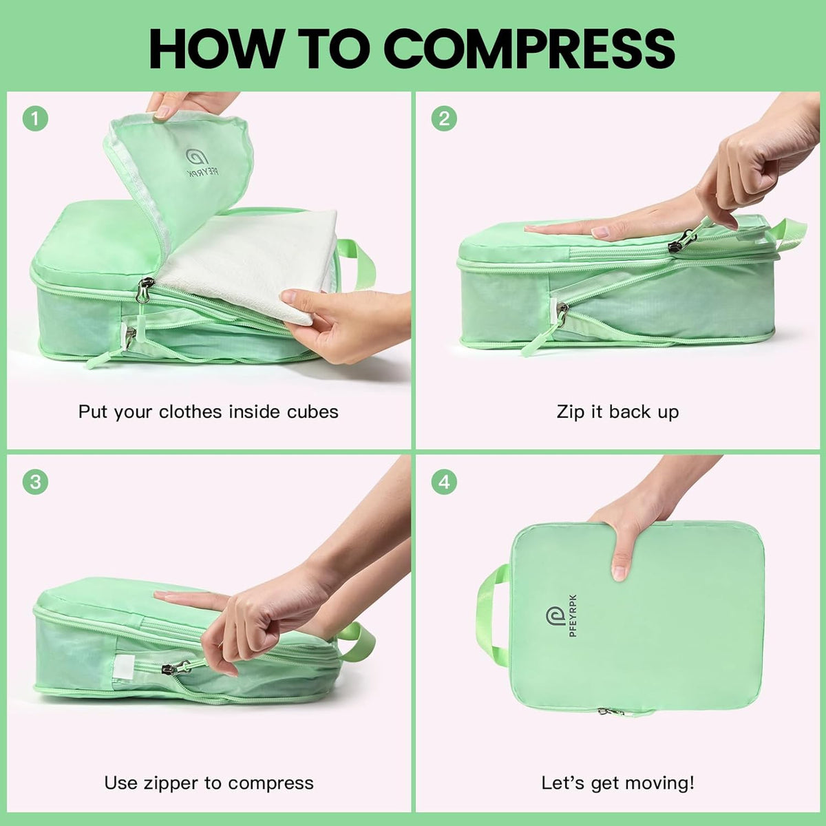 Lightweight Compression Packing Cubes for Suitcases, Compressible Expandable Travel Packing Organizer with Clear Toiletries and Backpack Bag, Travel Essentials for Carry on Luggage