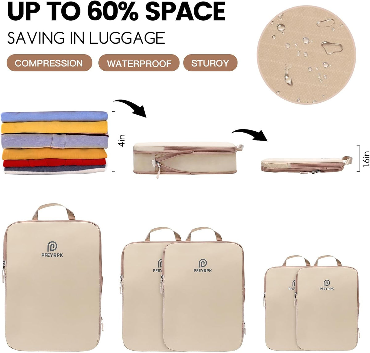 Lightweight Compression Packing Cubes for Suitcases, Compressible Expandable Travel Packing Organizer with Clear Toiletries and Backpack Bag, Travel Essentials for Carry on Luggage