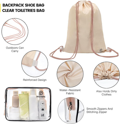 Lightweight Compression Packing Cubes for Suitcases, Compressible Expandable Travel Packing Organizer with Clear Toiletries and Backpack Bag, Travel Essentials for Carry on Luggage