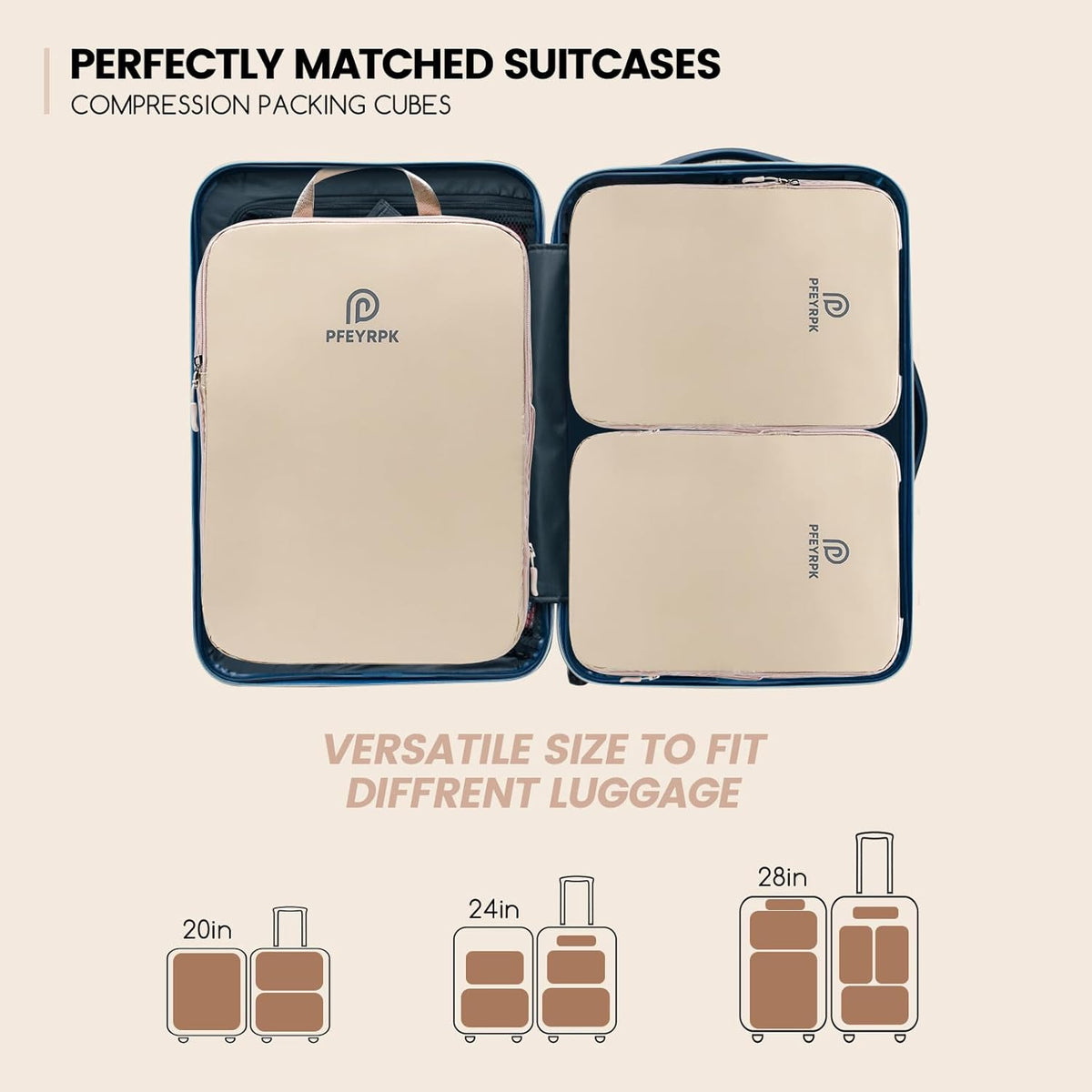 Lightweight Compression Packing Cubes for Suitcases, Compressible Expandable Travel Packing Organizer with Clear Toiletries and Backpack Bag, Travel Essentials for Carry on Luggage