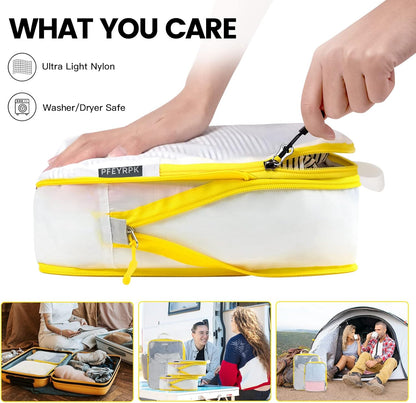 Lightweight Compression Packing Cubes for Suitcases, Compressible Expandable Travel Packing Organizer with Clear Toiletries and Backpack Bag, Travel Essentials for Carry on Luggage