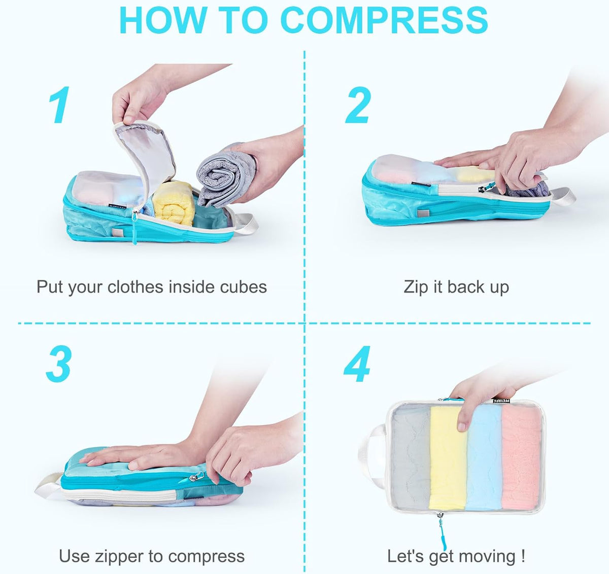 Lightweight Compression Packing Cubes for Suitcases, Compressible Expandable Travel Packing Organizer with Clear Toiletries and Backpack Bag, Travel Essentials for Carry on Luggage