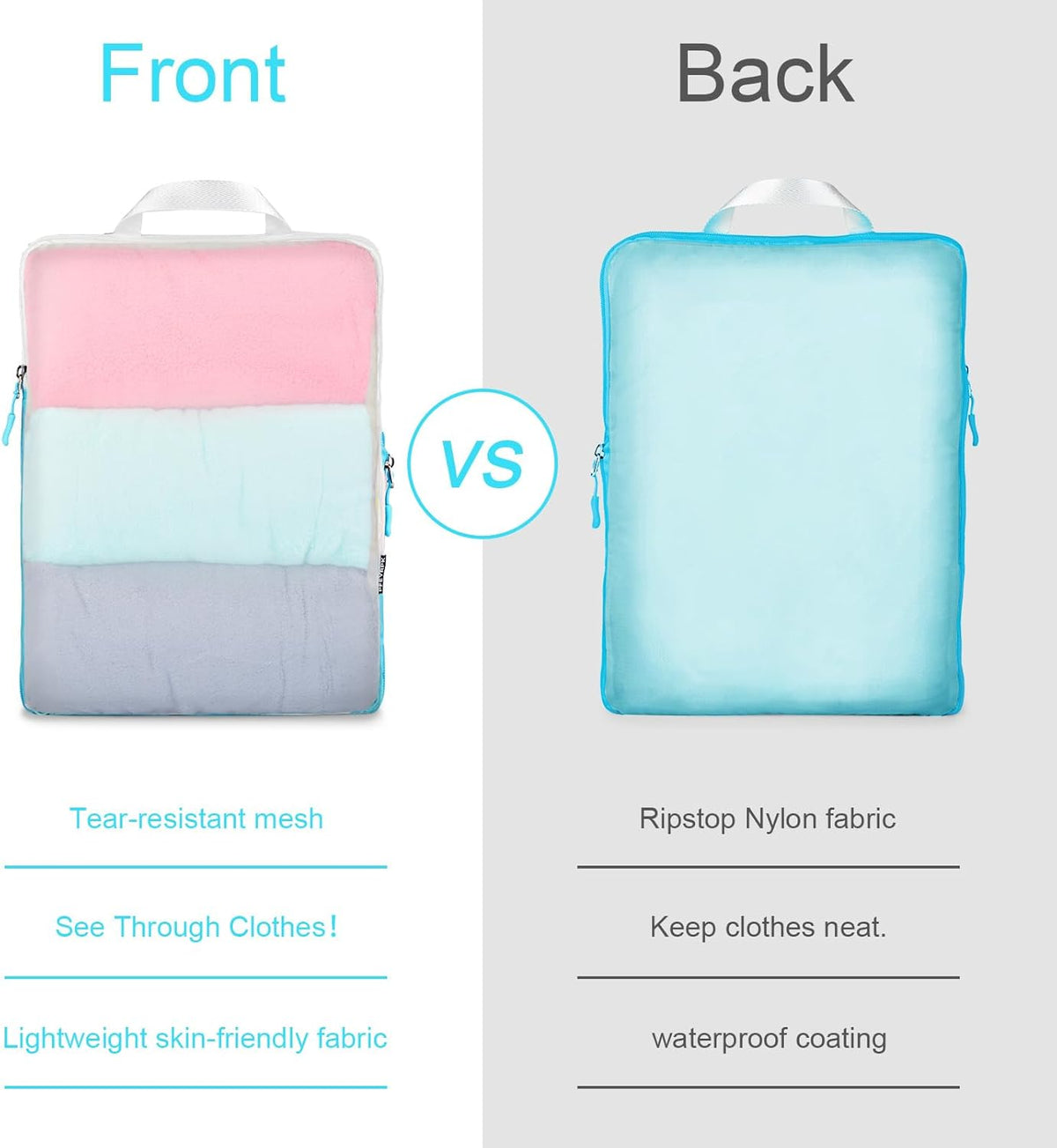 Lightweight Compression Packing Cubes for Suitcases, Compressible Expandable Travel Packing Organizer with Clear Toiletries and Backpack Bag, Travel Essentials for Carry on Luggage