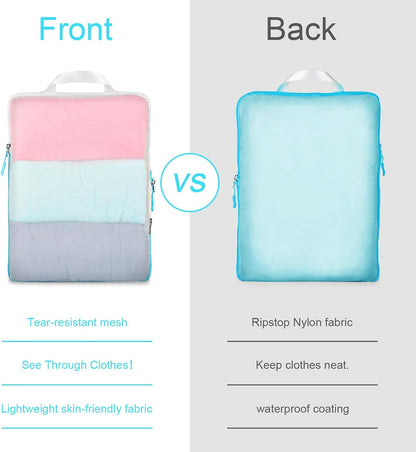 Lightweight Compression Packing Cubes for Suitcases, Compressible Expandable Travel Packing Organizer with Clear Toiletries and Backpack Bag, Travel Essentials for Carry on Luggage