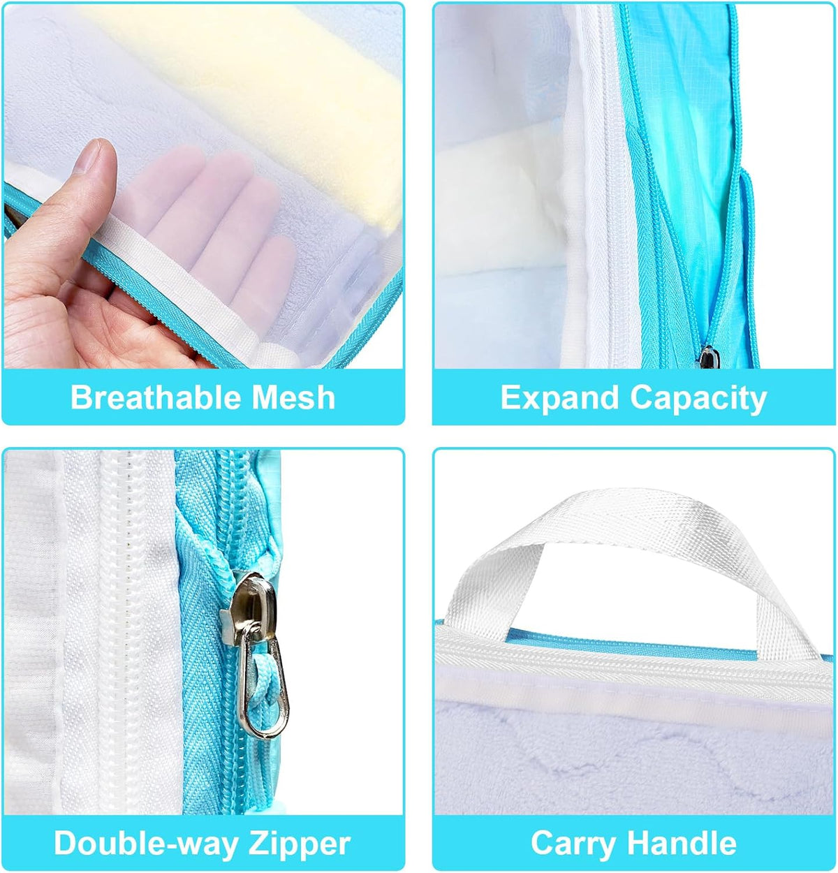 Lightweight Compression Packing Cubes for Suitcases, Compressible Expandable Travel Packing Organizer with Clear Toiletries and Backpack Bag, Travel Essentials for Carry on Luggage
