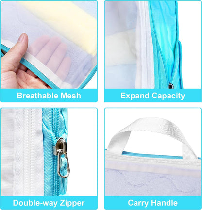 Lightweight Compression Packing Cubes for Suitcases, Compressible Expandable Travel Packing Organizer with Clear Toiletries and Backpack Bag, Travel Essentials for Carry on Luggage
