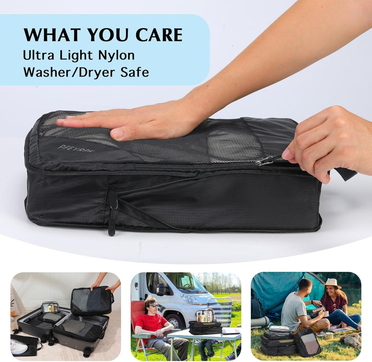 Lightweight Compression Packing Cubes for Suitcases, Compressible Expandable Travel Packing Organizer with Clear Toiletries and Backpack Bag, Travel Essentials for Carry on Luggage