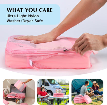 Lightweight Compression Packing Cubes for Suitcases, Compressible Expandable Travel Packing Organizer with Clear Toiletries and Backpack Bag, Travel Essentials for Carry on Luggage