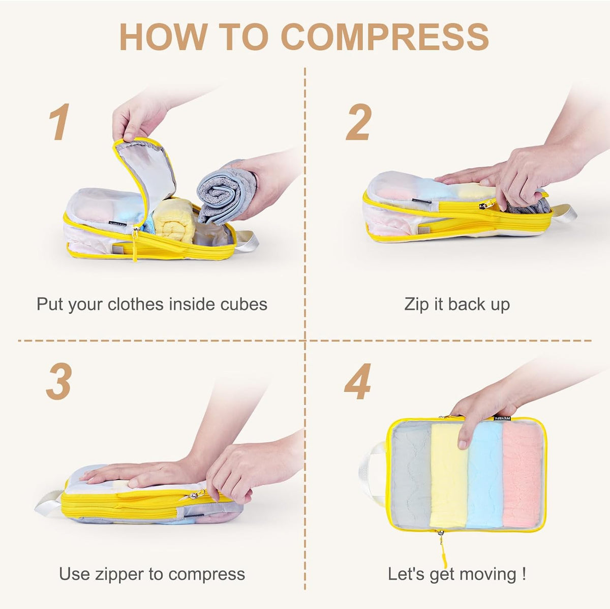 Lightweight Compression Packing Cubes for Suitcases, Compressible Expandable Travel Packing Organizer with Clear Toiletries and Backpack Bag, Travel Essentials for Carry on Luggage