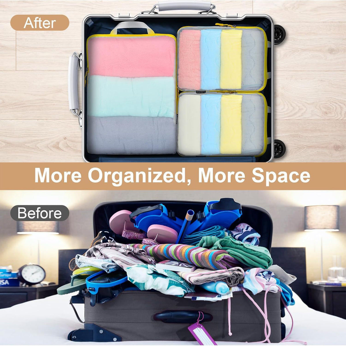 Lightweight Compression Packing Cubes for Suitcases, Compressible Expandable Travel Packing Organizer with Clear Toiletries and Backpack Bag, Travel Essentials for Carry on Luggage
