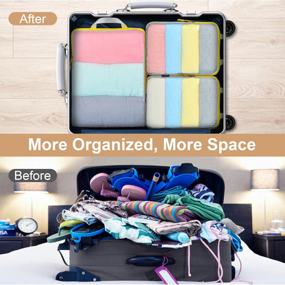 Lightweight Compression Packing Cubes for Suitcases, Compressible Expandable Travel Packing Organizer with Clear Toiletries and Backpack Bag, Travel Essentials for Carry on Luggage
