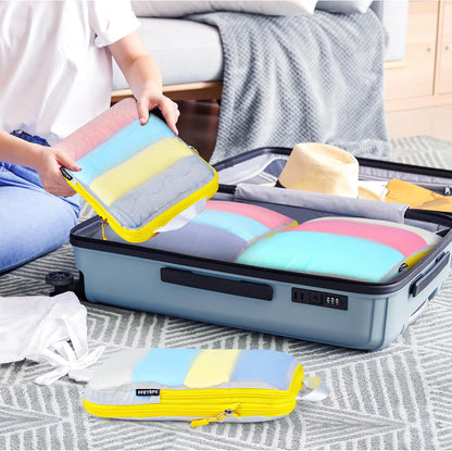 Lightweight Compression Packing Cubes for Suitcases, Compressible Expandable Travel Packing Organizer with Clear Toiletries and Backpack Bag, Travel Essentials for Carry on Luggage