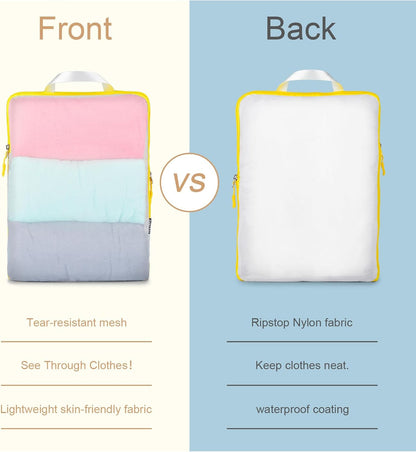 Lightweight Compression Packing Cubes for Suitcases, Compressible Expandable Travel Packing Organizer with Clear Toiletries and Backpack Bag, Travel Essentials for Carry on Luggage