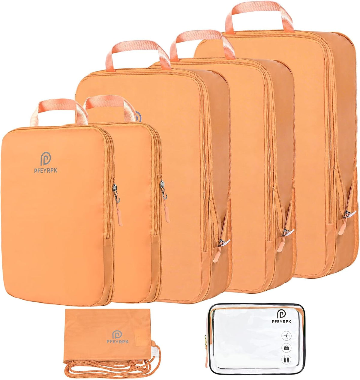 Lightweight Compression Packing Cubes for Suitcases, Compressible Expandable Travel Packing Organizer with Clear Toiletries and Backpack Bag, Travel Essentials for Carry on Luggage