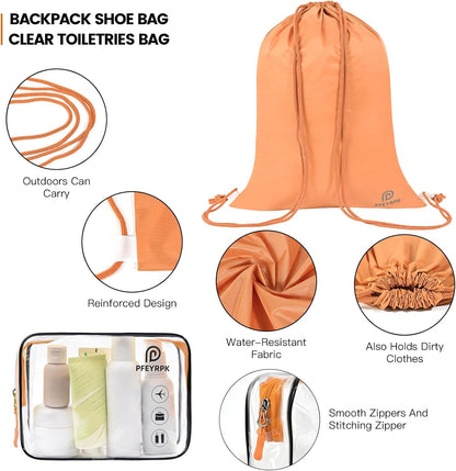 Lightweight Compression Packing Cubes for Suitcases, Compressible Expandable Travel Packing Organizer with Clear Toiletries and Backpack Bag, Travel Essentials for Carry on Luggage