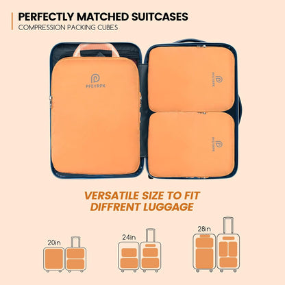 Lightweight Compression Packing Cubes for Suitcases, Compressible Expandable Travel Packing Organizer with Clear Toiletries and Backpack Bag, Travel Essentials for Carry on Luggage