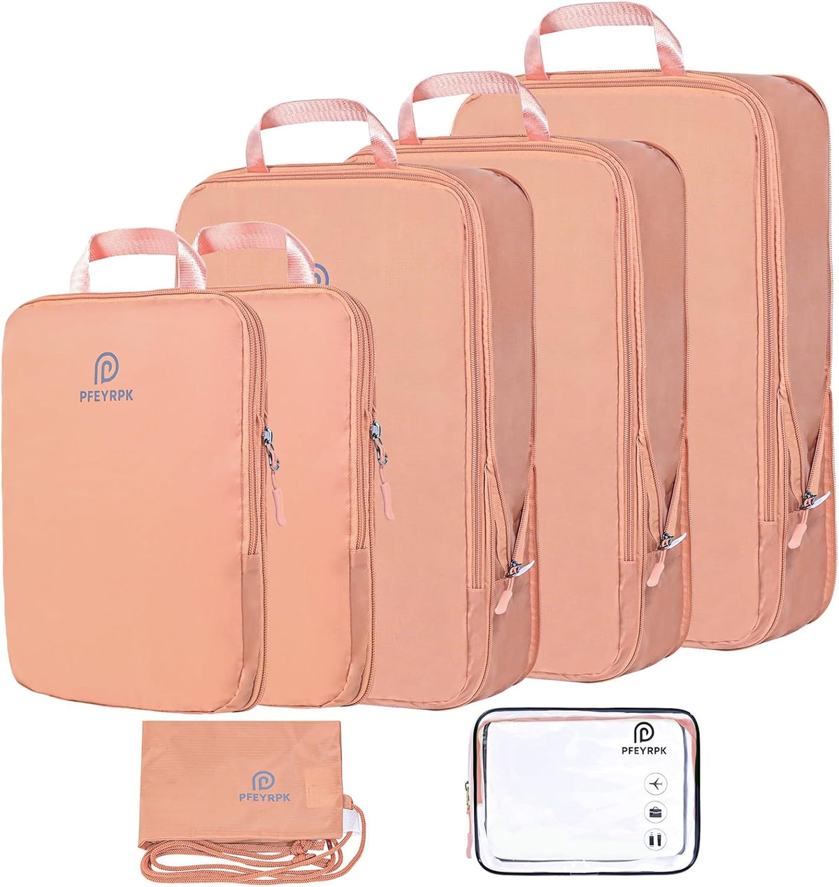 Lightweight Compression Packing Cubes for Suitcases, Compressible Expandable Travel Packing Organizer with Clear Toiletries and Backpack Bag, Travel Essentials for Carry on Luggage