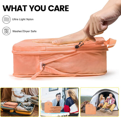 Lightweight Compression Packing Cubes for Suitcases, Compressible Expandable Travel Packing Organizer with Clear Toiletries and Backpack Bag, Travel Essentials for Carry on Luggage