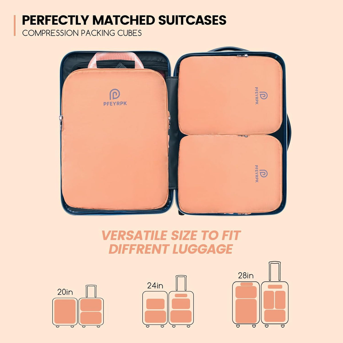 Lightweight Compression Packing Cubes for Suitcases, Compressible Expandable Travel Packing Organizer with Clear Toiletries and Backpack Bag, Travel Essentials for Carry on Luggage